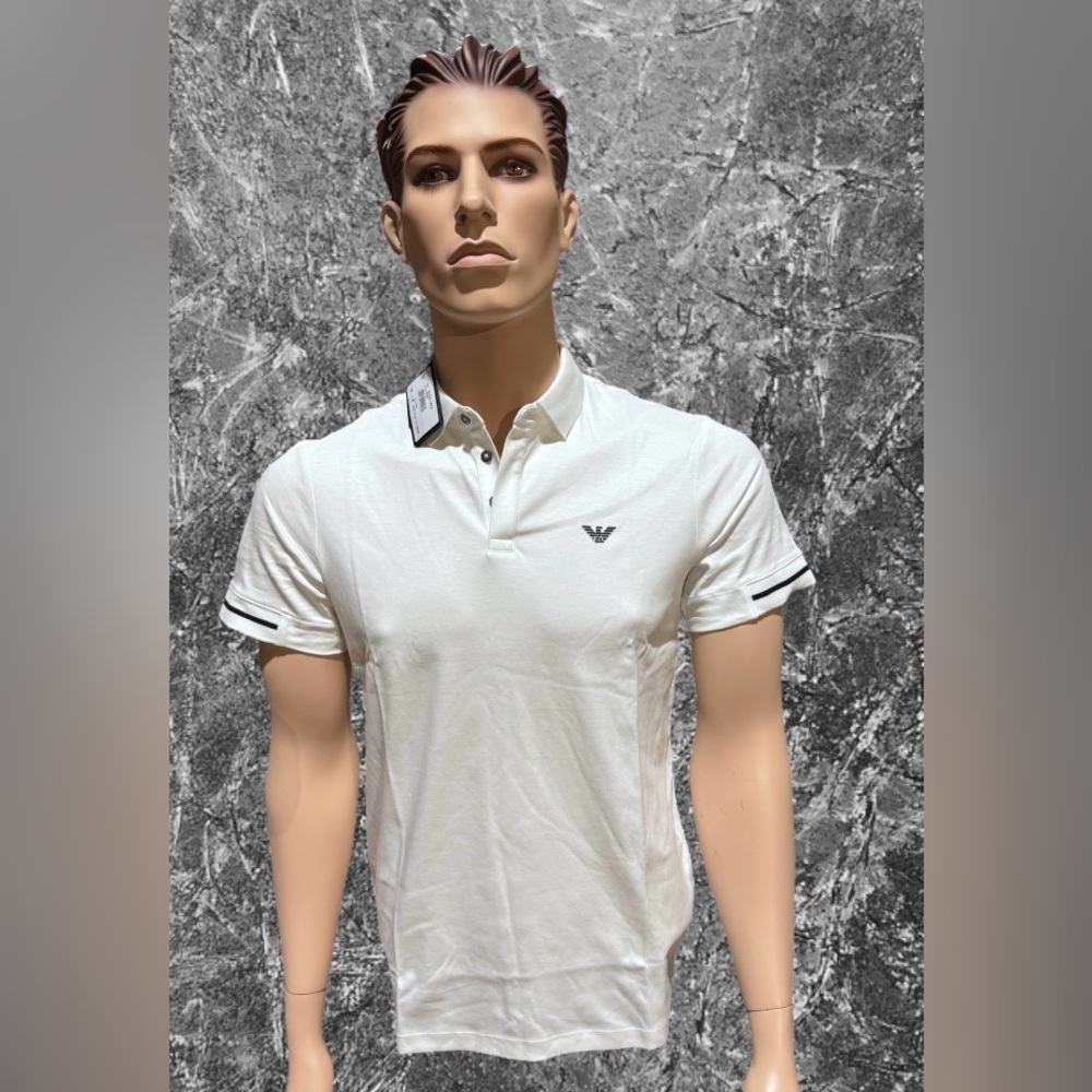 NWT, Emporio Armani, short sleeve polo, color white, Men’s size M Athletic fit.